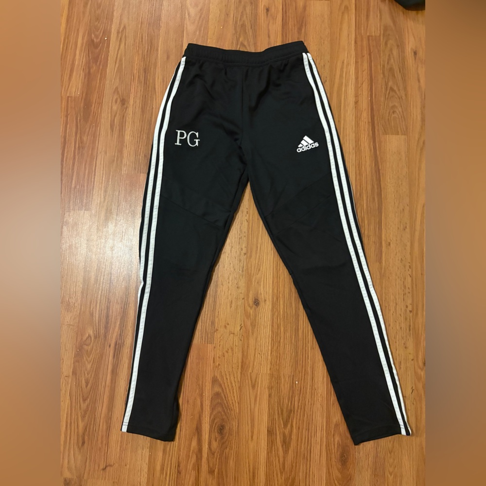 adidas Black Jogger Pants with White Side Stripes - Kids